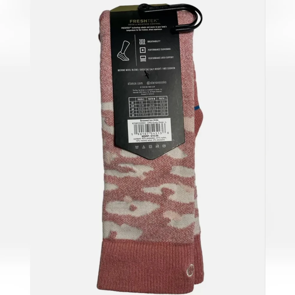 NWT Kid's Snowed Inn Stance Dusty Rose Snowboard OTC Socks